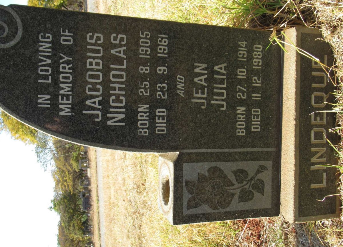 LINDEQUE Jacobus Nicholas 1905-1961 &amp; Jean Julia 1914-1980
