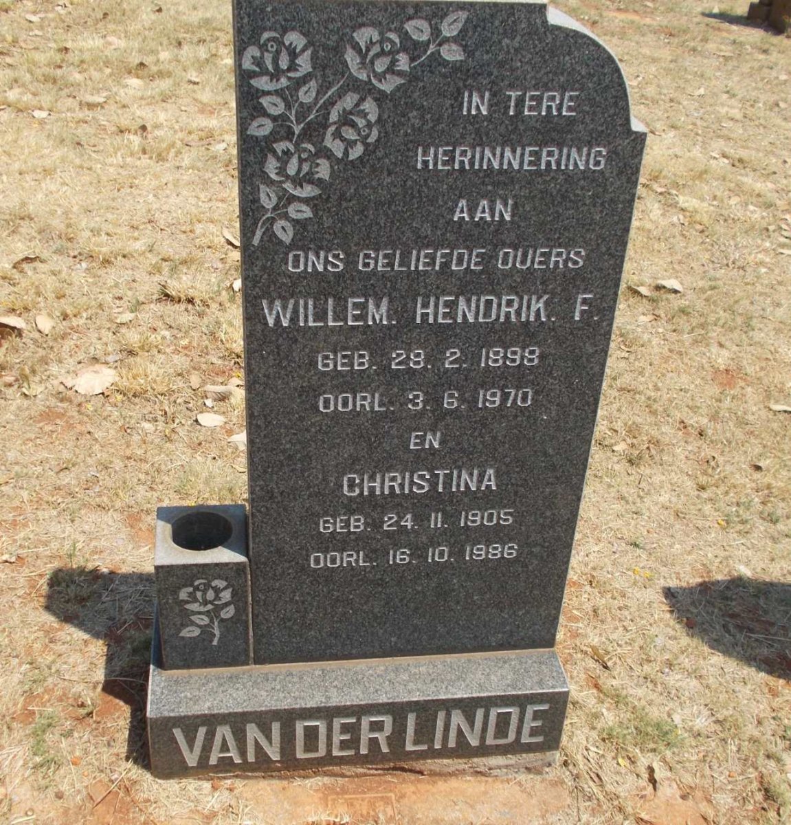 LINDE Willem Hendrik F., van der 1898-1970 &amp; Christina 1905-1996