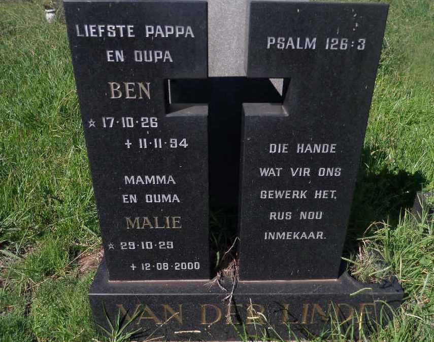 LINDE Ben, van der 1926-1994 &amp; Malie 1929-2000