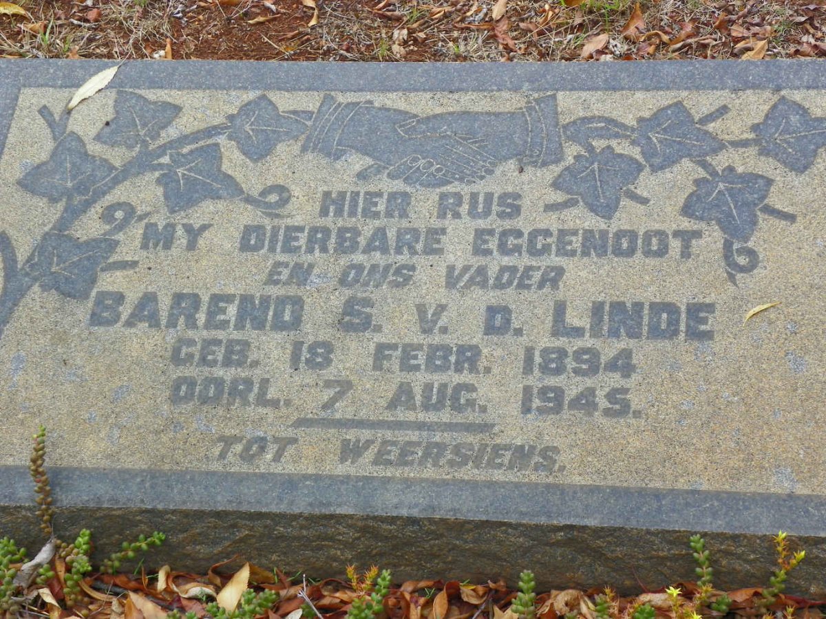 LINDE Barend S., v.d. 1894-1945