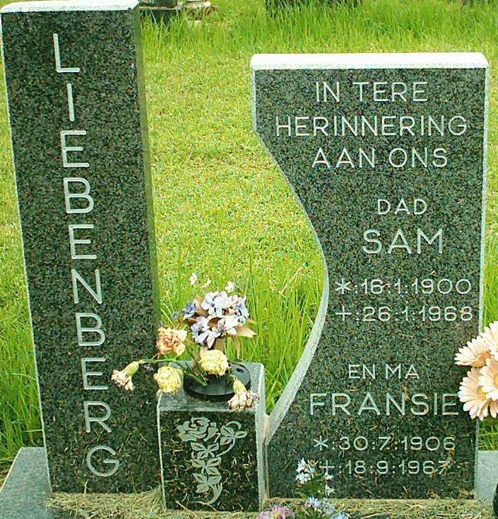 LIEBENBERG Sam 1900-1968 &amp; Fransie 1906-1967
