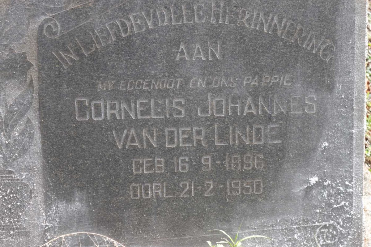 LINDE Cornelis Johannes, van der 1896-1950
