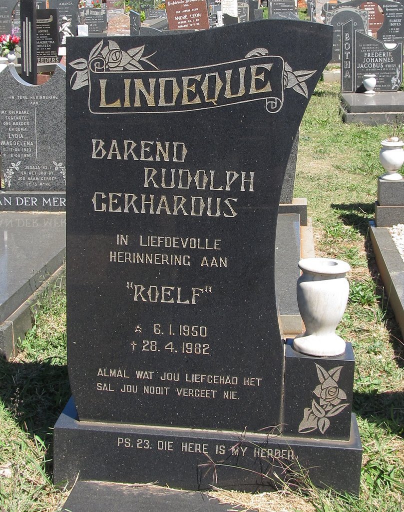 LINDEQUE Barend Rudolph Gerhardus 1950-1982