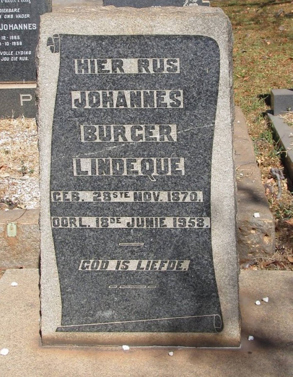 LINDEQUE Johannes Burger 1870-1958