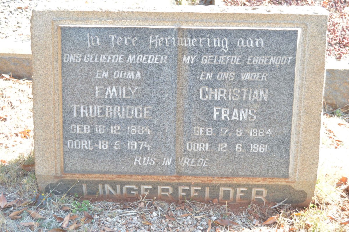 LINGERFELDER Christian Frans 1884-1961 &amp; Emily TRUEBRIDGE 1884-1974