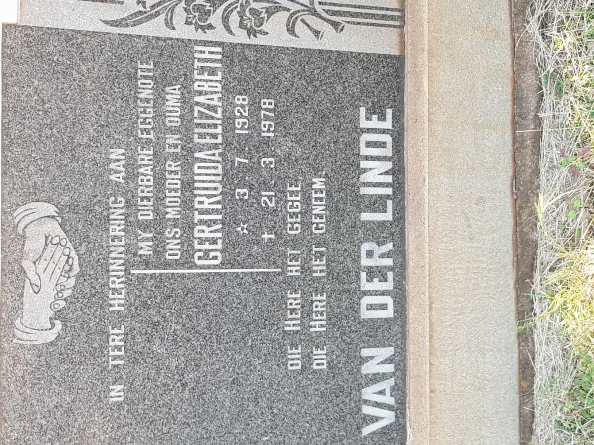 LINDE Gertruida Elizabeth, van der 1928-1978