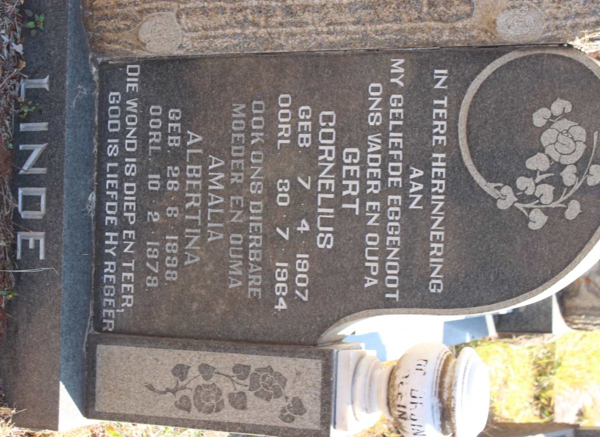 LINDE Gert Cornelius 1907-1964 &amp; Amalia Albertina 1898-1979