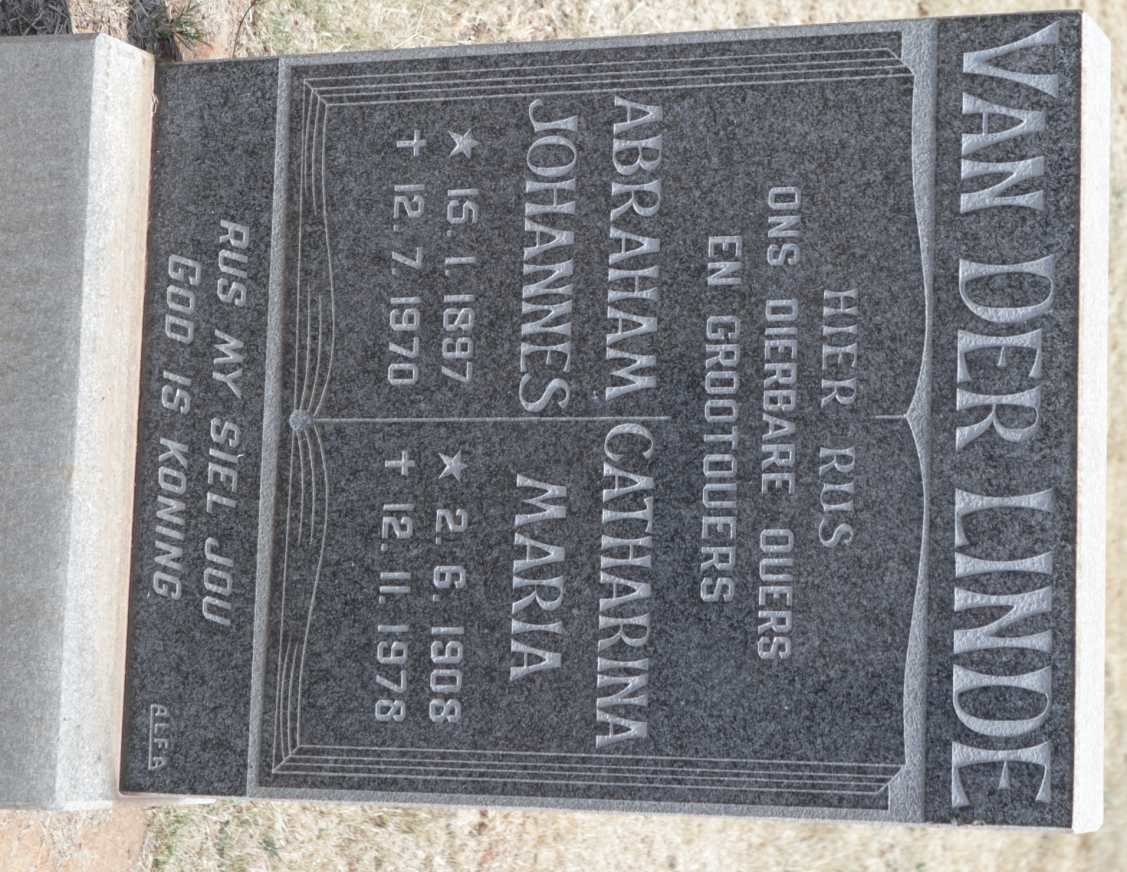 LINDE Abraham Johannes, van der 1897-1970 &amp; Catharina Maria 1908-1978