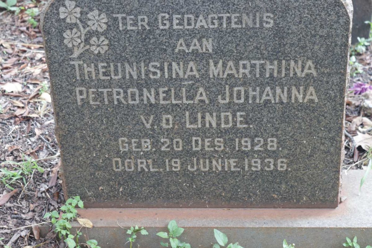 LINDE Theunisina Marthina Petronella Johanna, v.d. 1928-1936