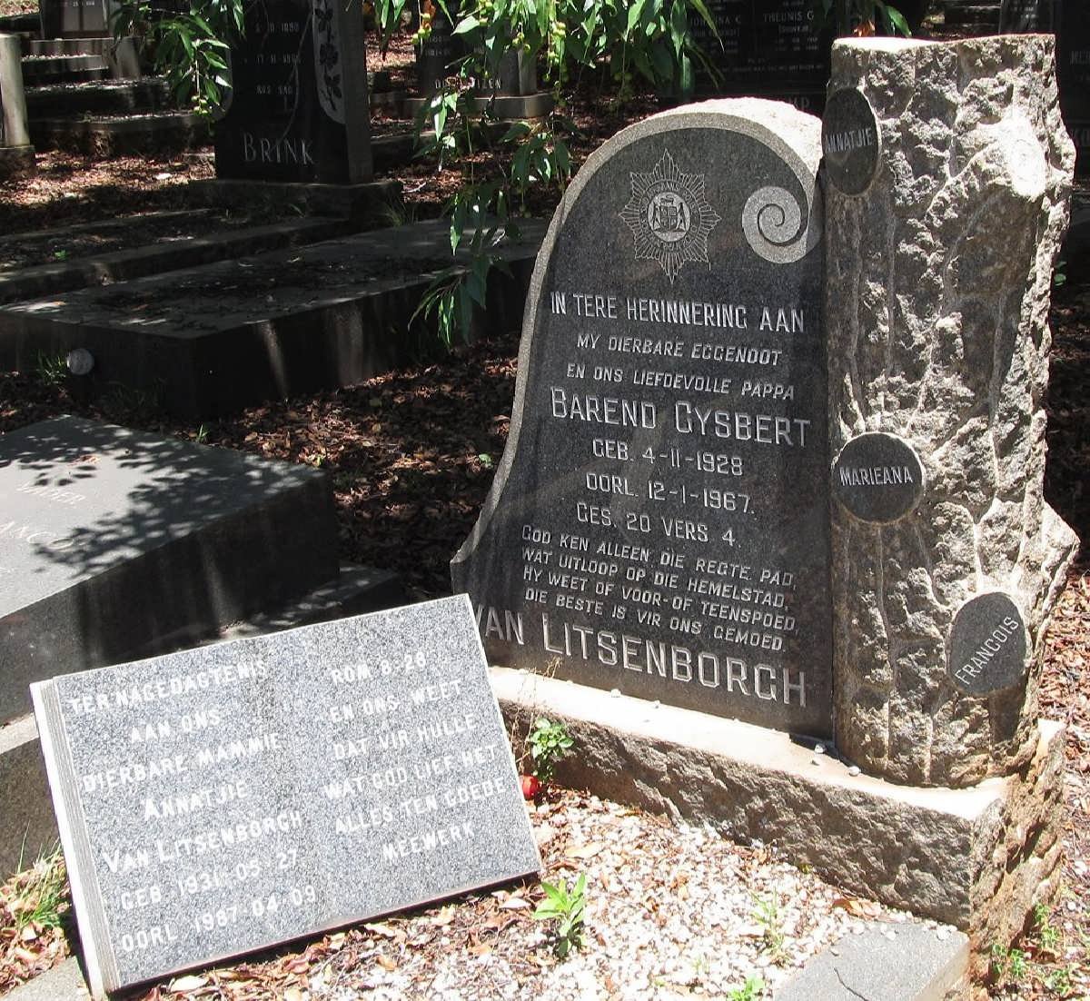 LITSENBORGH Barend Gysbert, van 1928-1987 &amp; Annatjie 1931-1987