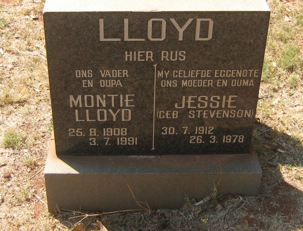 LLOYD Montie 1908-1991 &amp; Jessie STEVENSON 1912-1978