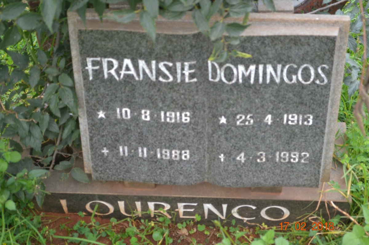 LOURENCO Domingos 1913-1992 &amp; Fransie 1916-1988