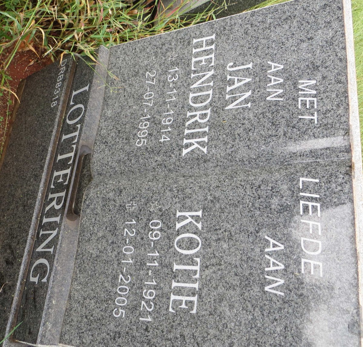 LOTTERING Jan Hendrik 1914-1995 &amp; Kotie 1921-2005