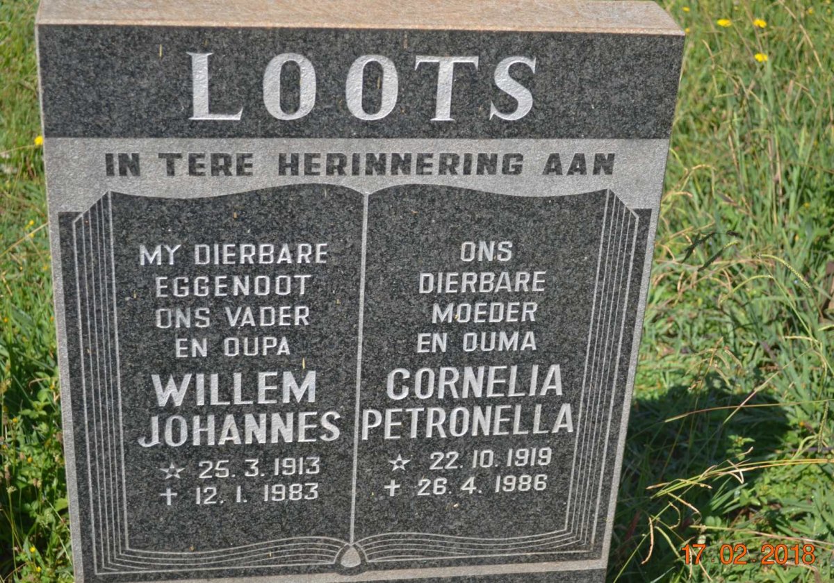 LOOTS Willem Johannes 1913-1983 &amp; Cornelia Petronella 1919-1986