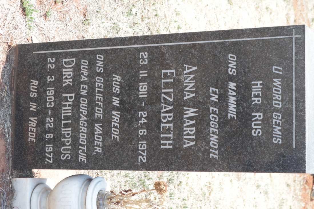 LOURENS Dirk Phillippus 1903-1977 &amp; Anna Maria Elizabeth 1911-1972