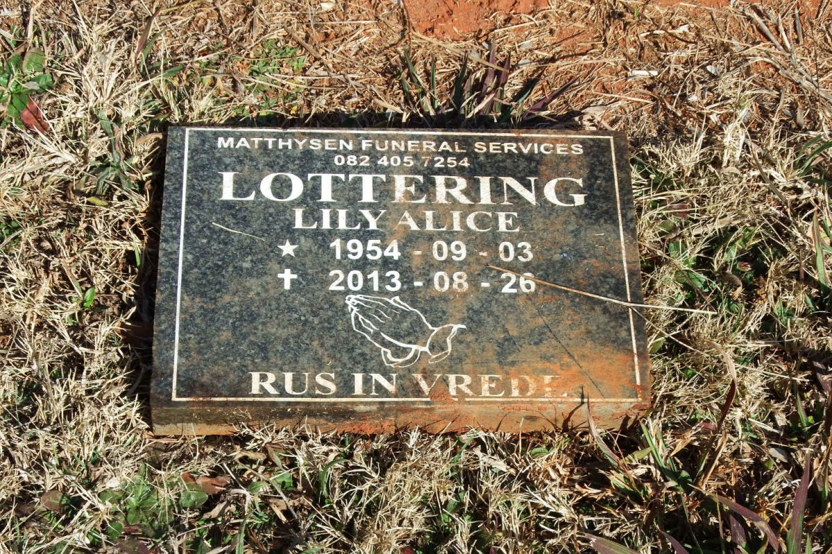 LOTTERING Lily Alice 1954-2013