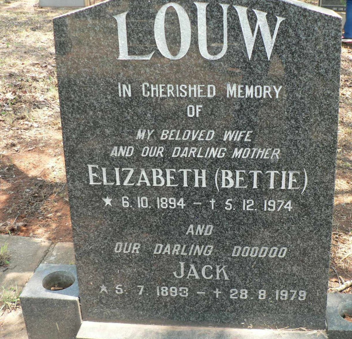 LOUW Jack 1893-1979 &amp; Elizabeth 1894-1974