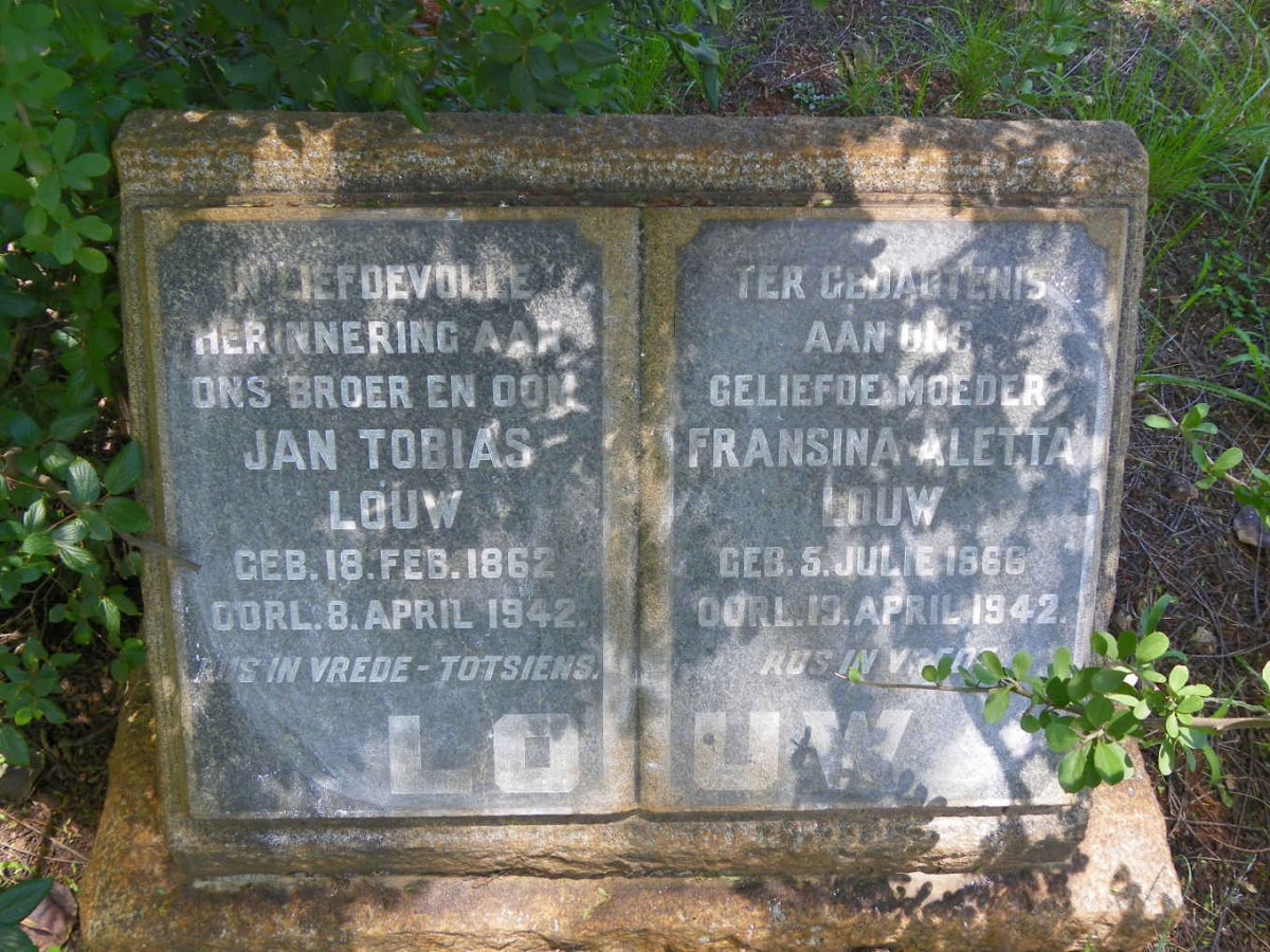 LOUW Jan Tobias 1862-1942 :: LOUW Fransina Aletta 1866-1942