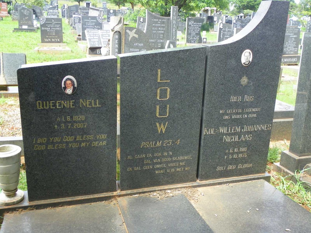 LOUW Willem Johannes Nicolaas 1918-1975 &amp; Queenie NELL 1920-2007
