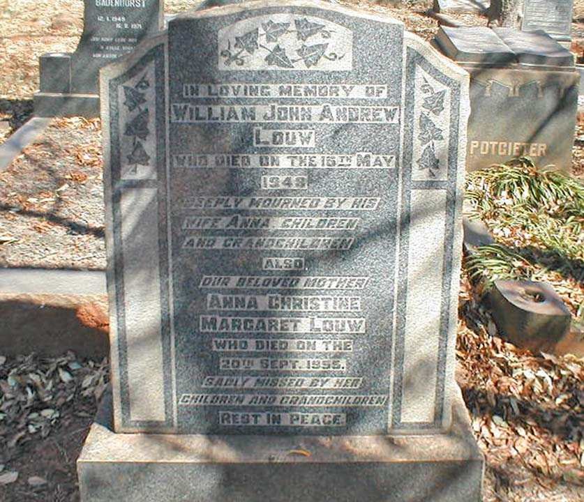 LOUW William John Andrew 1949 &amp; Anna Christine Margaret 1955