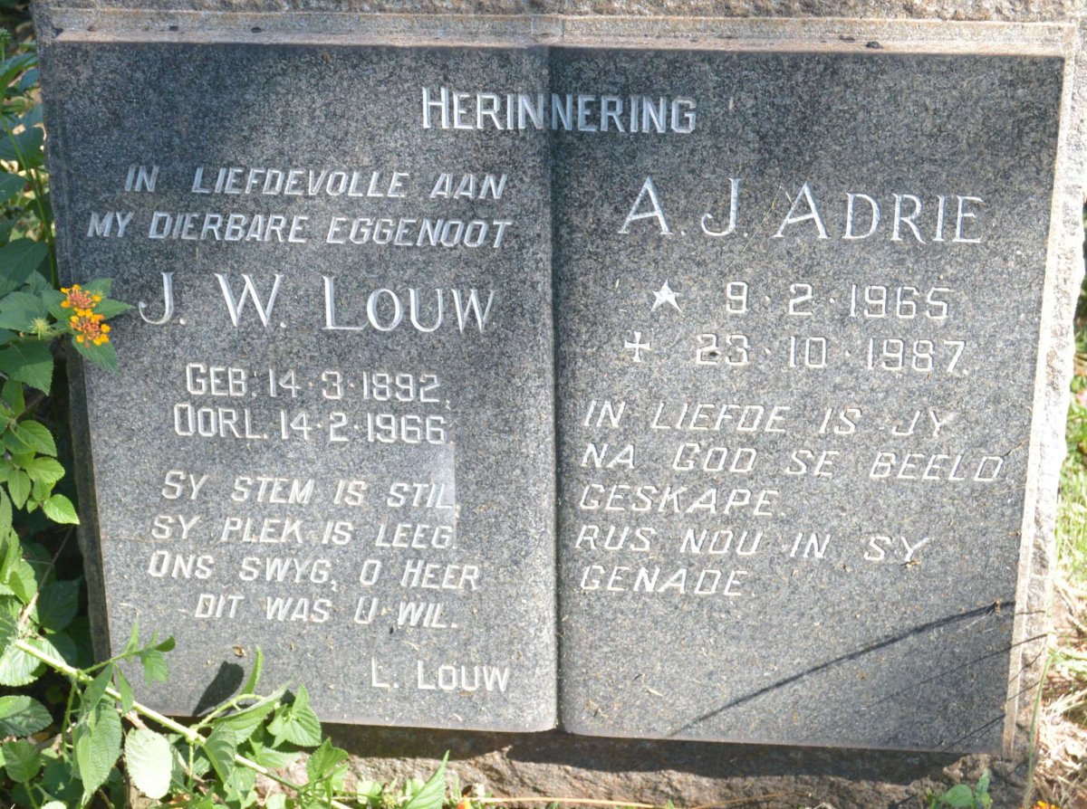 LOUW J.W. 1892-1966 :: LOUW A.J. 1965-1987