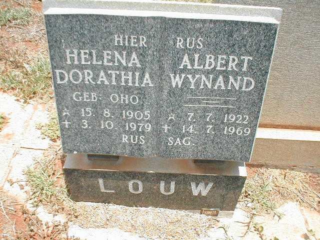 LOUW Albert Wynand 1922-1969 &amp; Helena Dorathia OHO 1905-1979