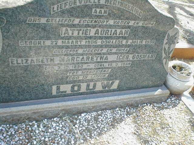 LOUW Adrian 1886-1958 &amp; Elizabeth Margaretha BOSMAN 1890-1989