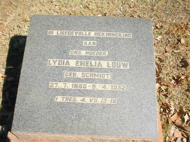 LOUW Lydia Emelia nee SCHMIDT 1885-1952