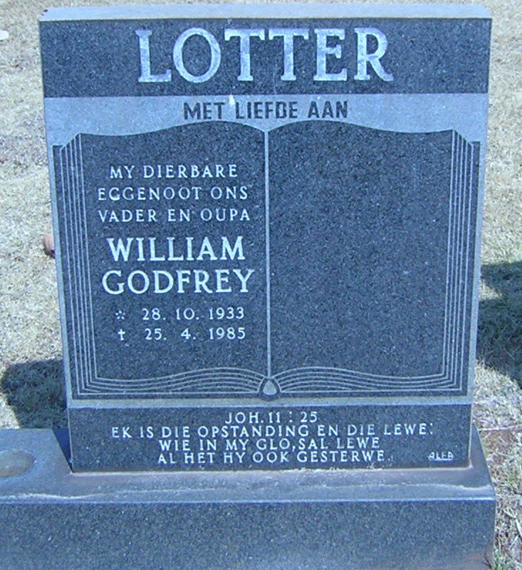 LOTTER William Godfrey 1933-1985