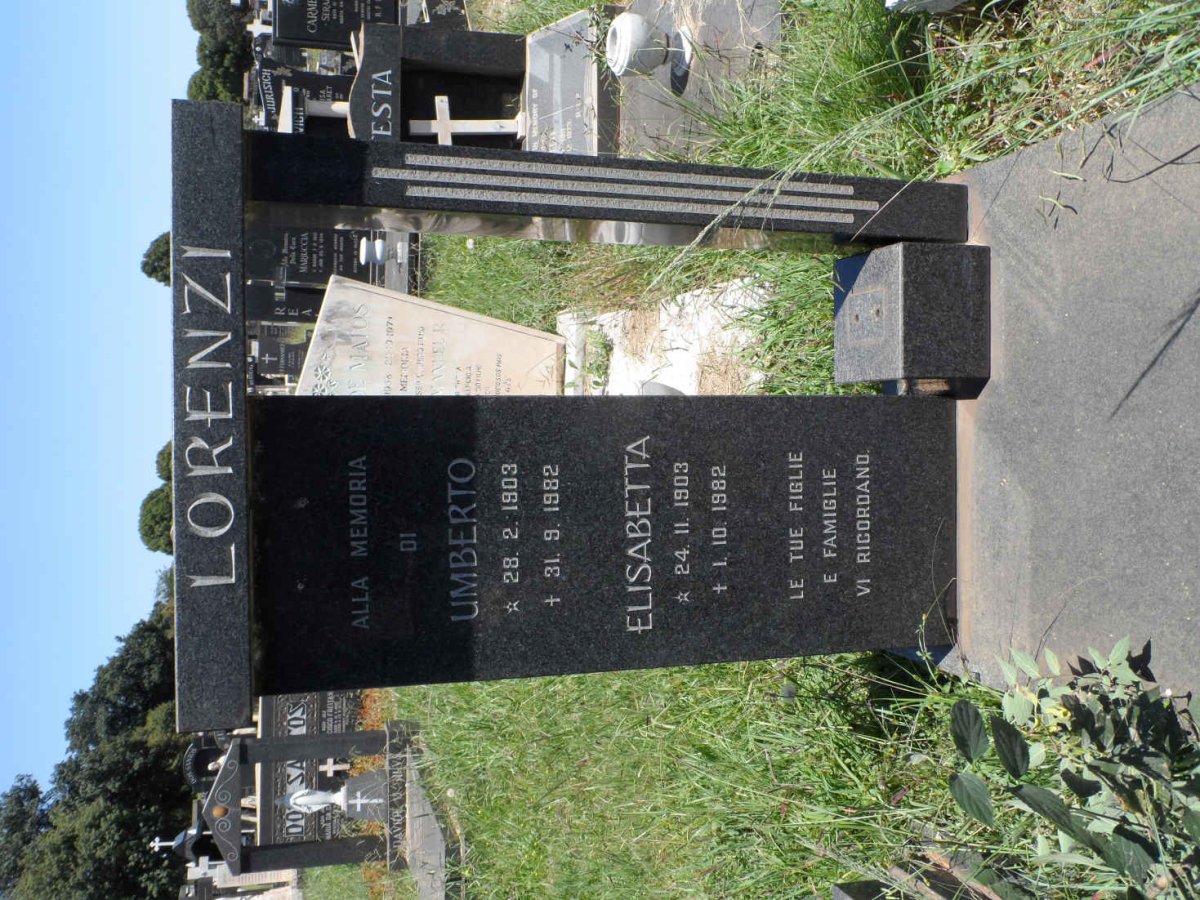LORENZI Umberto 903-1982 &amp; Elisabetta 1903-1982