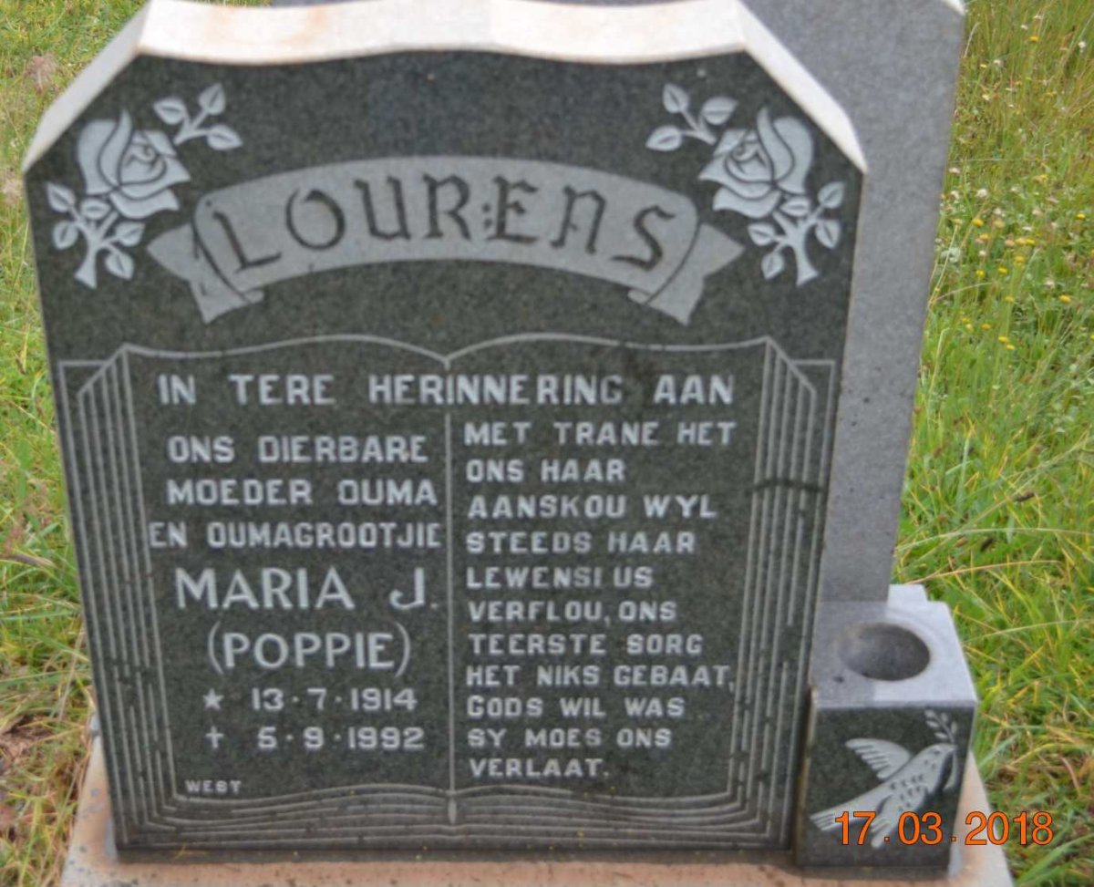 LOURENS Maria J. 1914-1992