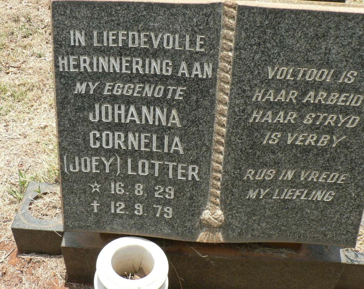 LOTTER Johanna Cornelia 1929-1979