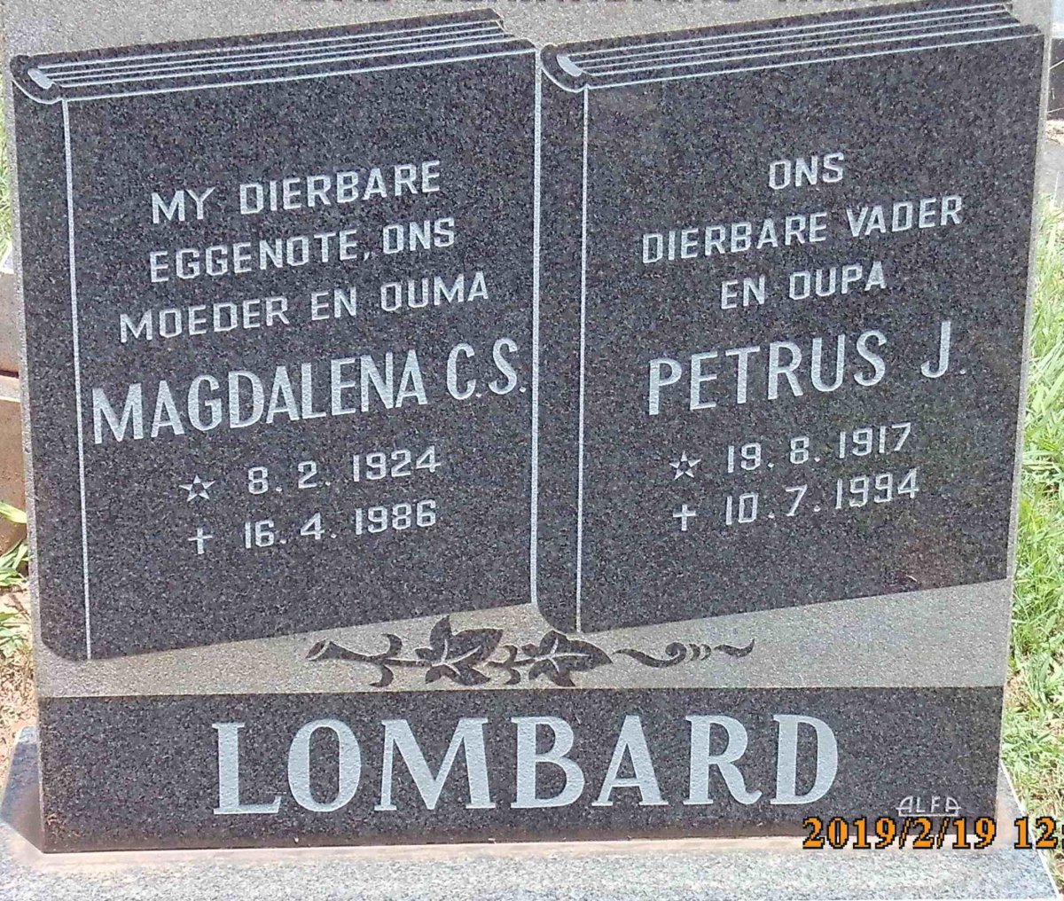 LOMBARD Petrus J. 1917-1994 &amp; Magdalena C.S. 1924-1986