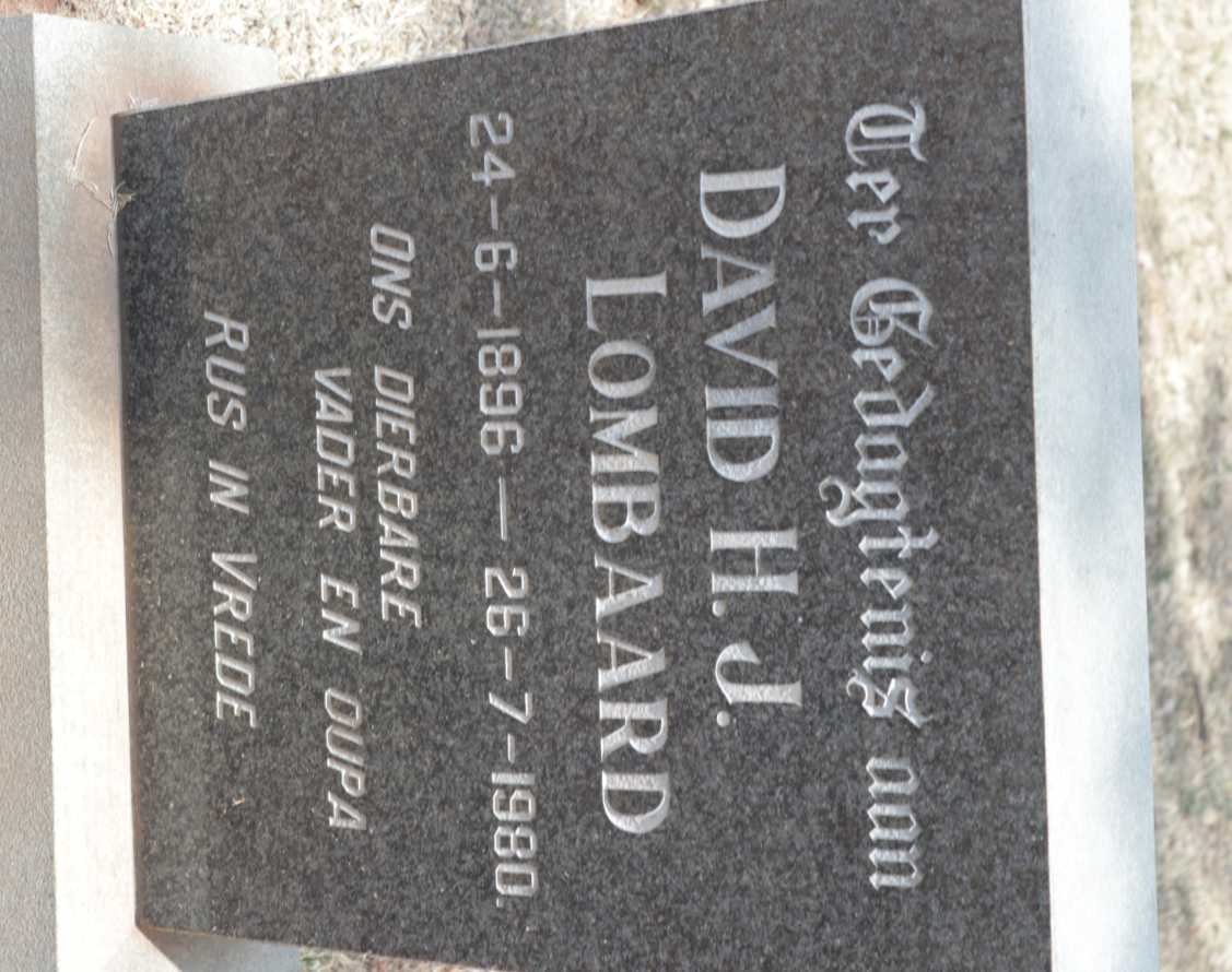LOMBAARD David H.J. 1896-1980