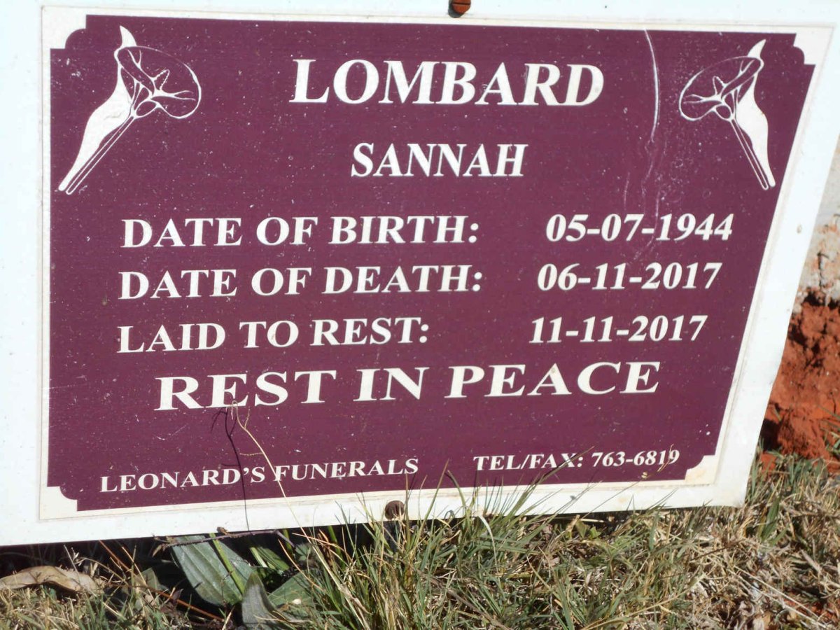 LOMBARD Sannah 1944-2017