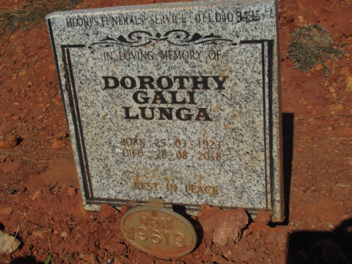 LUNGA Dorothy Gali 1923-2018