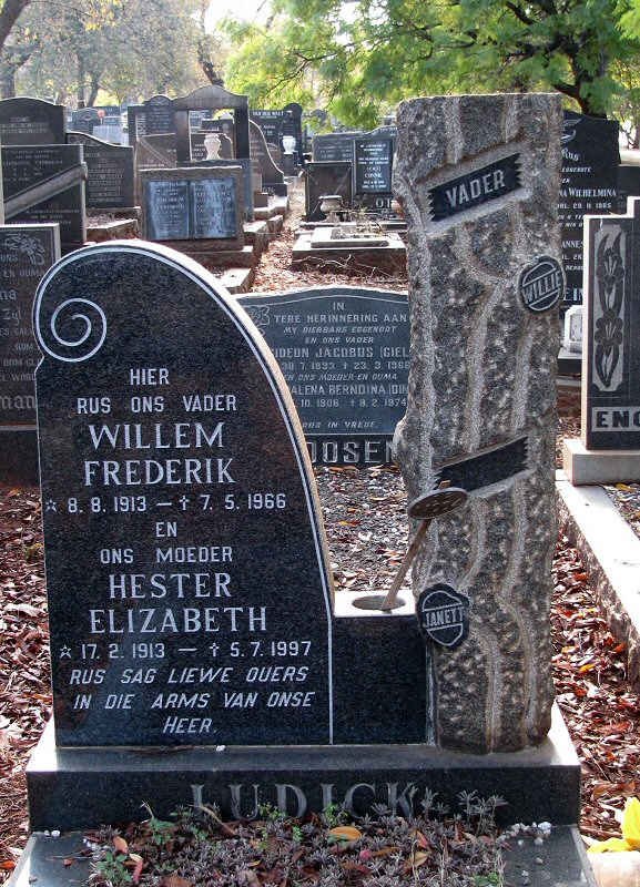 LUDICK Willem Frederik 1913-1966 &amp; Hester Elizabeth 1913-1997