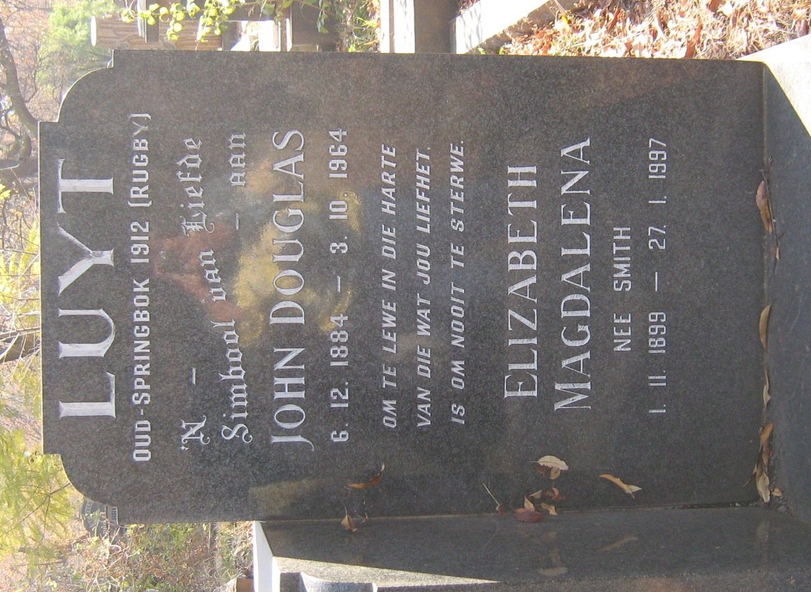 LUYT John Douglas 1884-1964 &amp; Elizabeth Magdalena SMITH 1899-1997