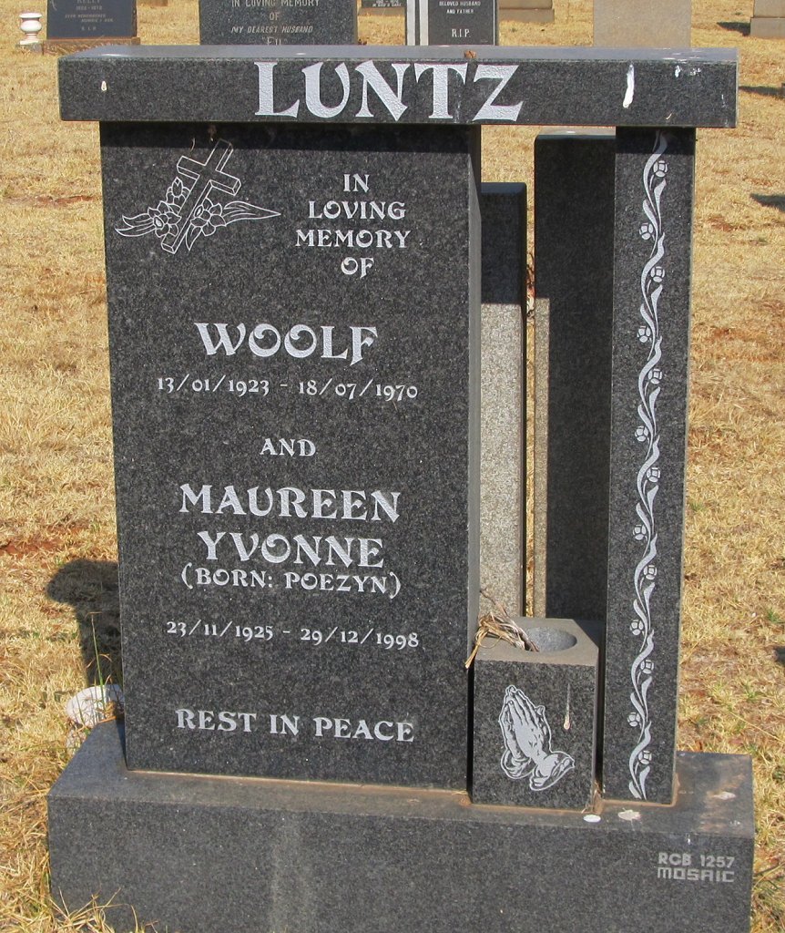 LUNTZ Woolf 1923-1970 &amp; Maureen Yvonne POEZYN 1925-1998