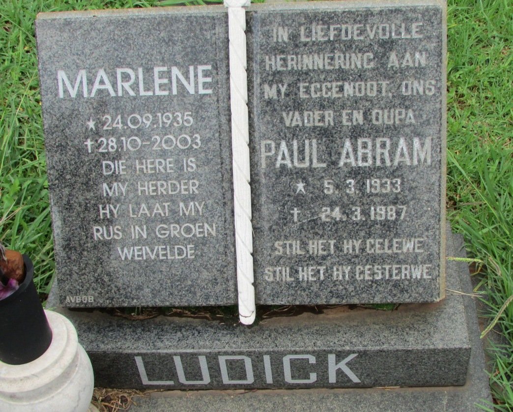 LUDICK Paul Abram 1933-1987 &amp; Marlene 1935-2003