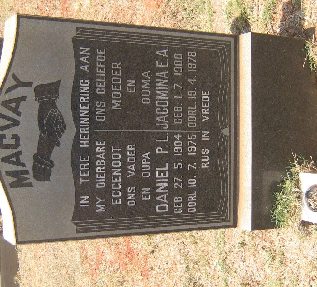 MacVAY Daniel P.L. 1904-1975 &amp; Jacomina E.A. 1908-1978
