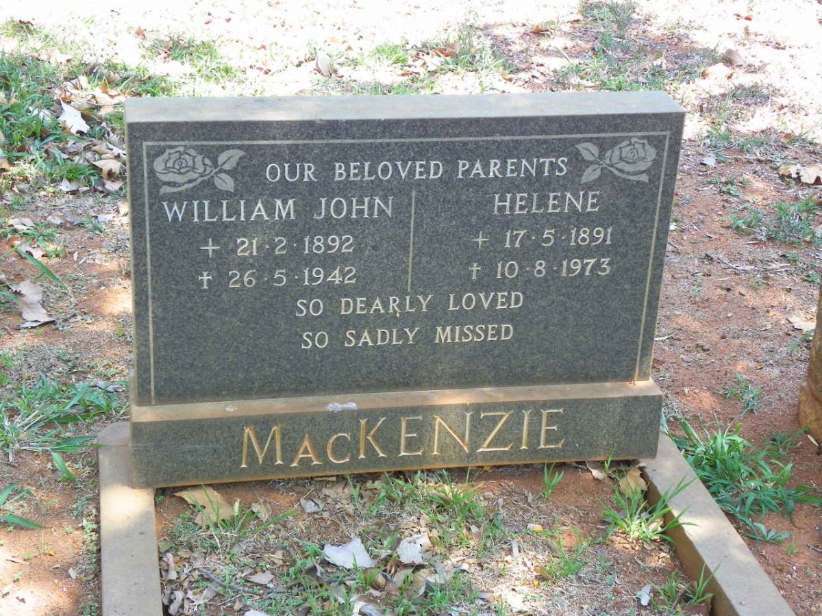 MacKENZIE William John 1892-1942 &amp; Helene 1891-1973