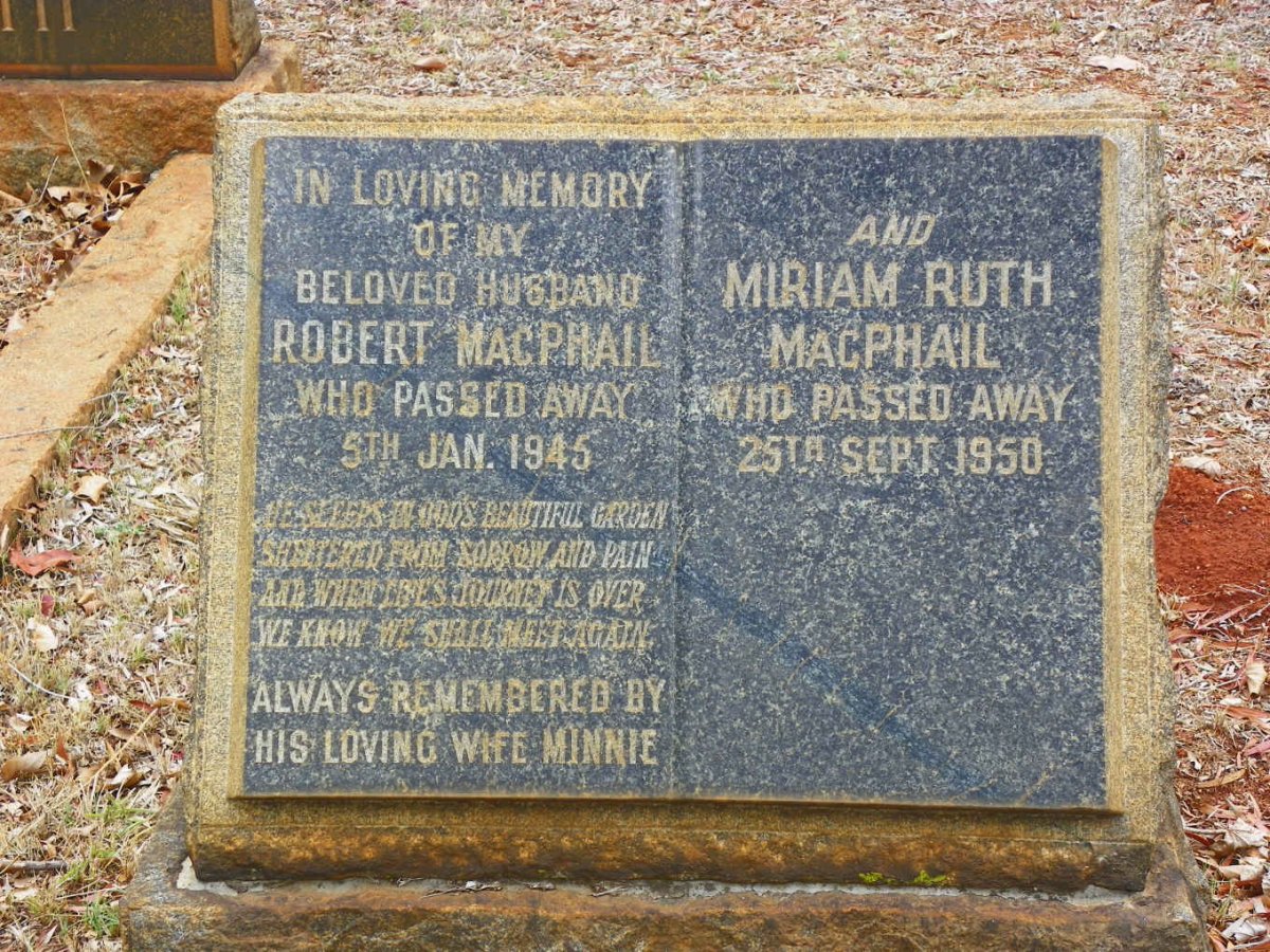 MacPHAIL Robert -1945 &amp; Miriam Ruth -1950