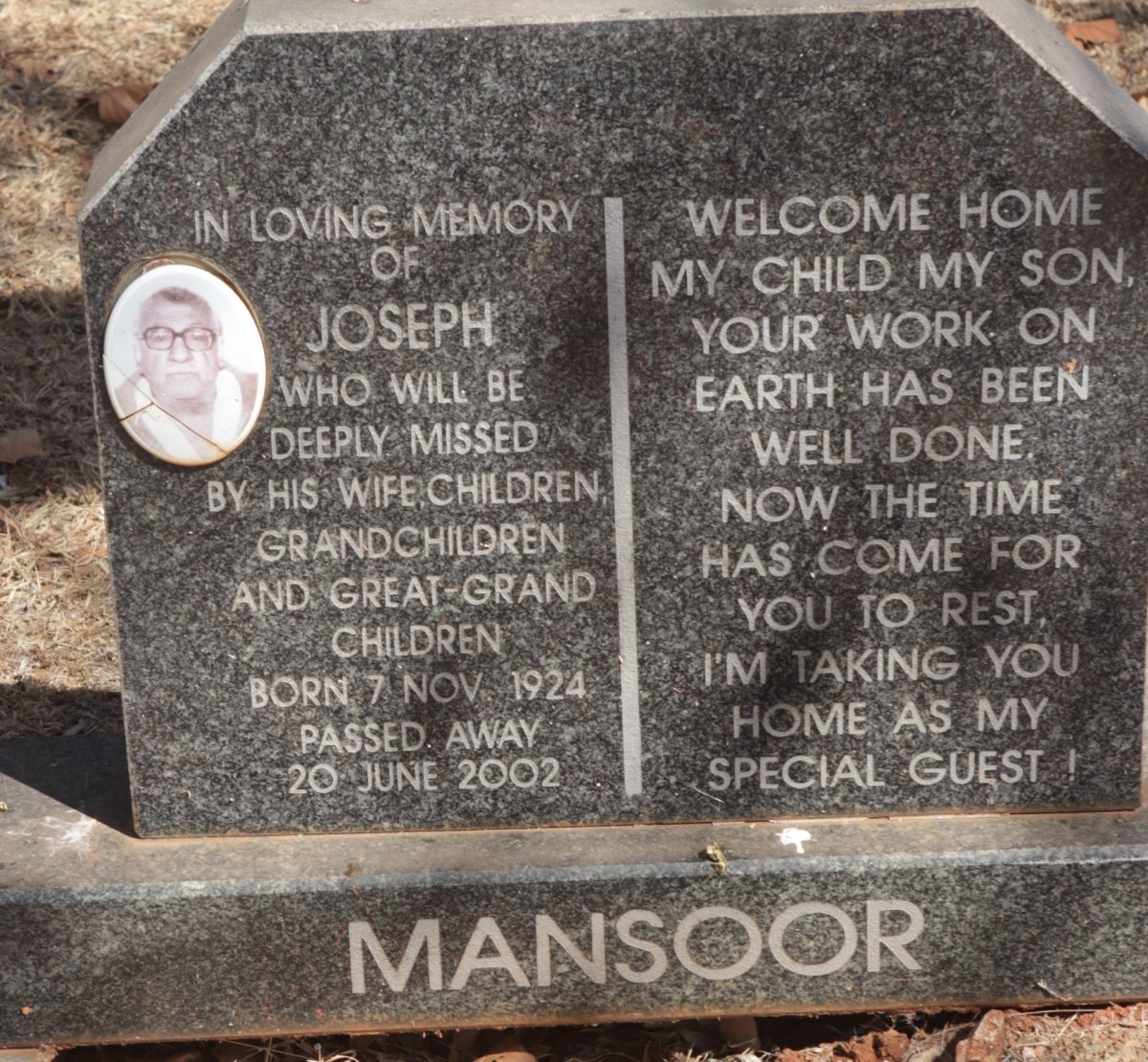 MANSOOR Joseph 1924-2002