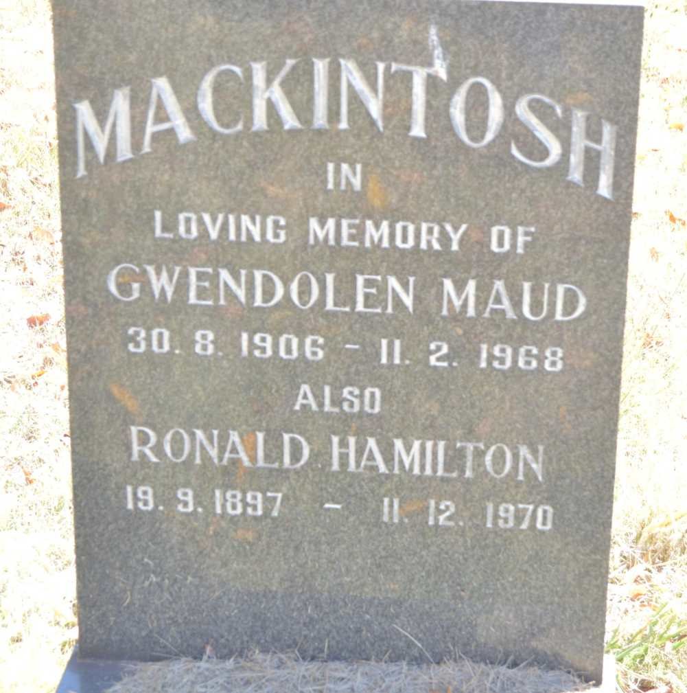 MACKINTOSH Ronald Hamilton 1897-1970 &amp; Gwendolen Maud 1906-1968