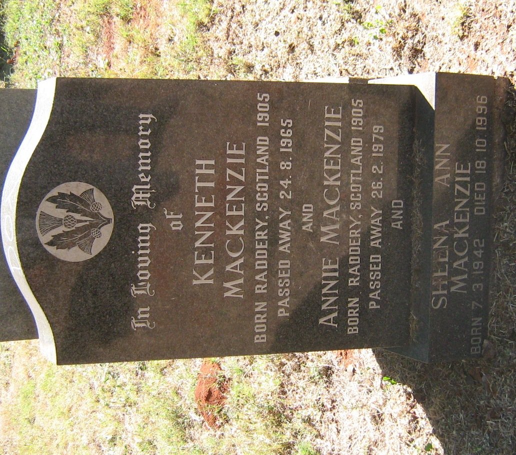 MACKENZIE Kenneth 1905-1965 &amp; Annie 1905-1979 :: MACKENZIE Sheena Ann 1942-1996
