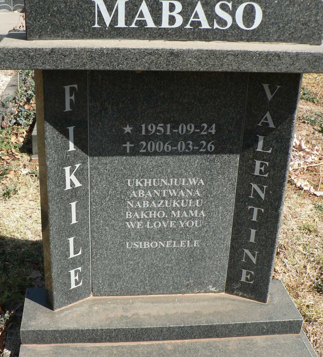 MABASO Fikile Valentine 1951-2006