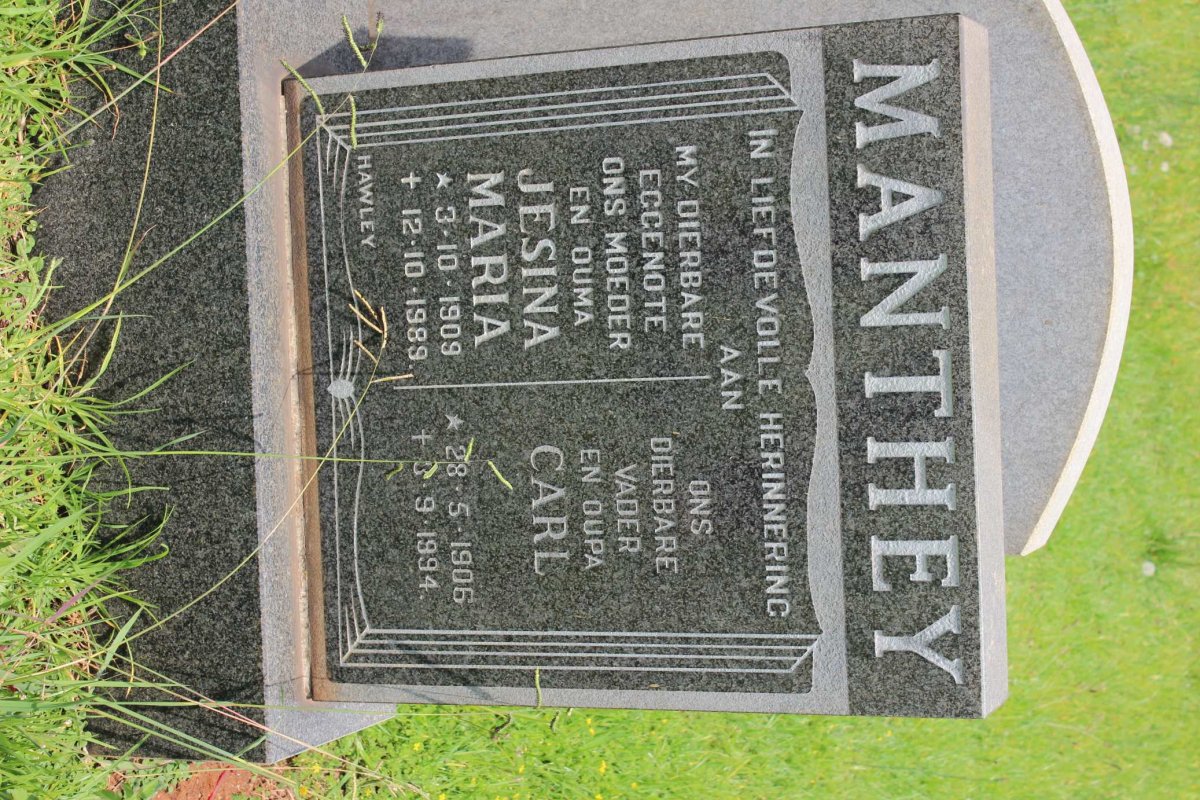 MANTHEY Carl 1906-1994 &amp; Jesina Maria 1909-1989