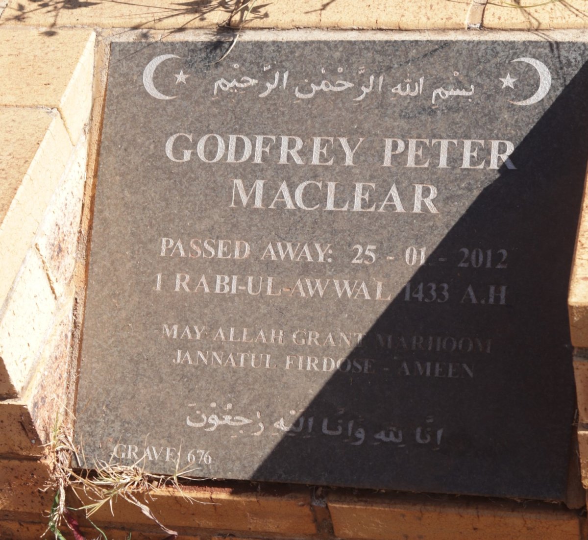 MACLEAR Godfrey Peter -2012