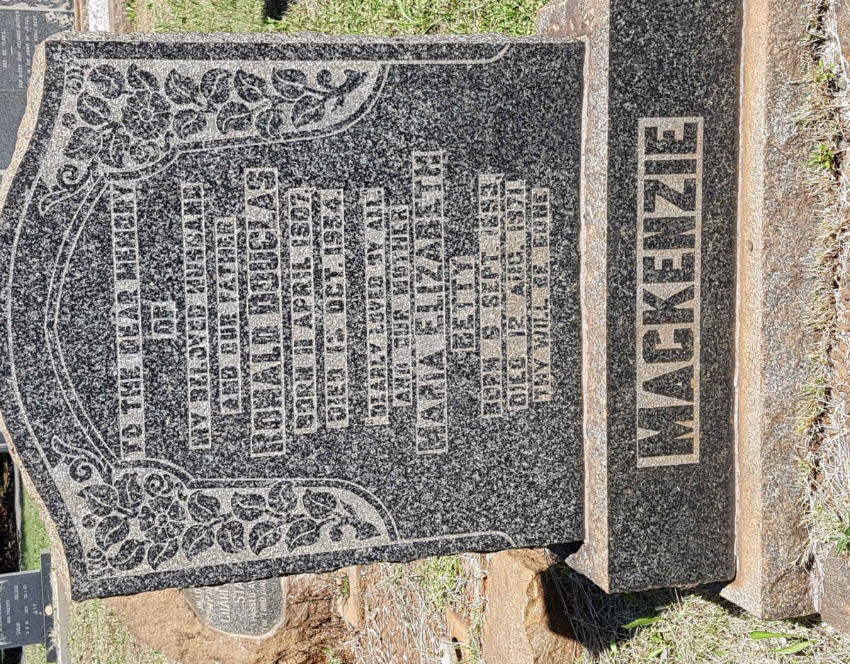 MACKENZIE Ronald Douglas 1907-1954 &amp; Maria Elizabeth 1893-1971